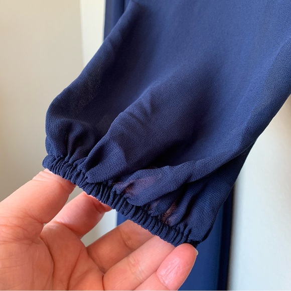 Lulus Large Marvelous Affair Navy Blue Pleated Lace-Up Maxi Dress NWT - Picture 6 of 17